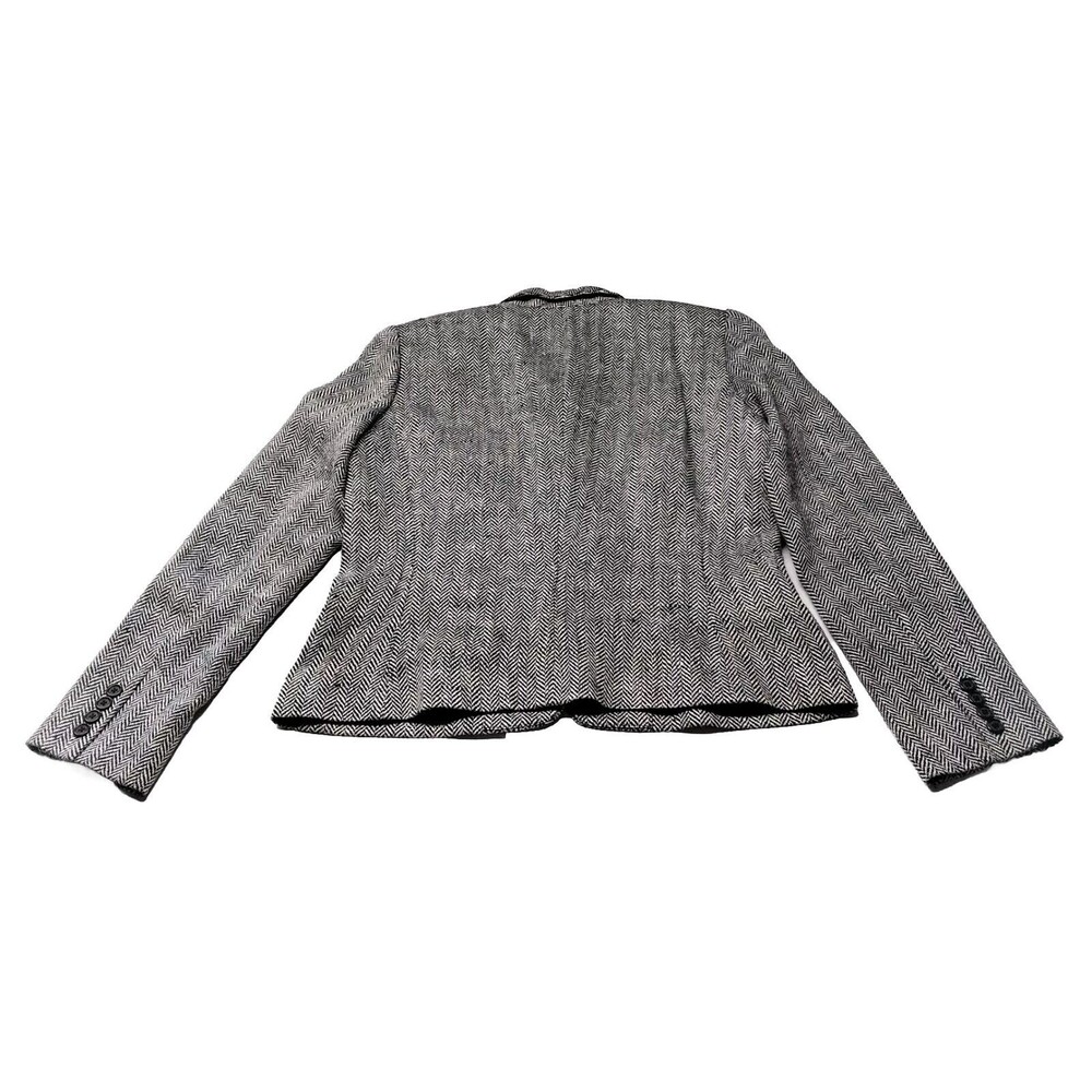 RALPH LAUREN Blazer Black Cream Herringbone Size 8 Silk Linen Blend Academia GUC - Picture 16 of 16
